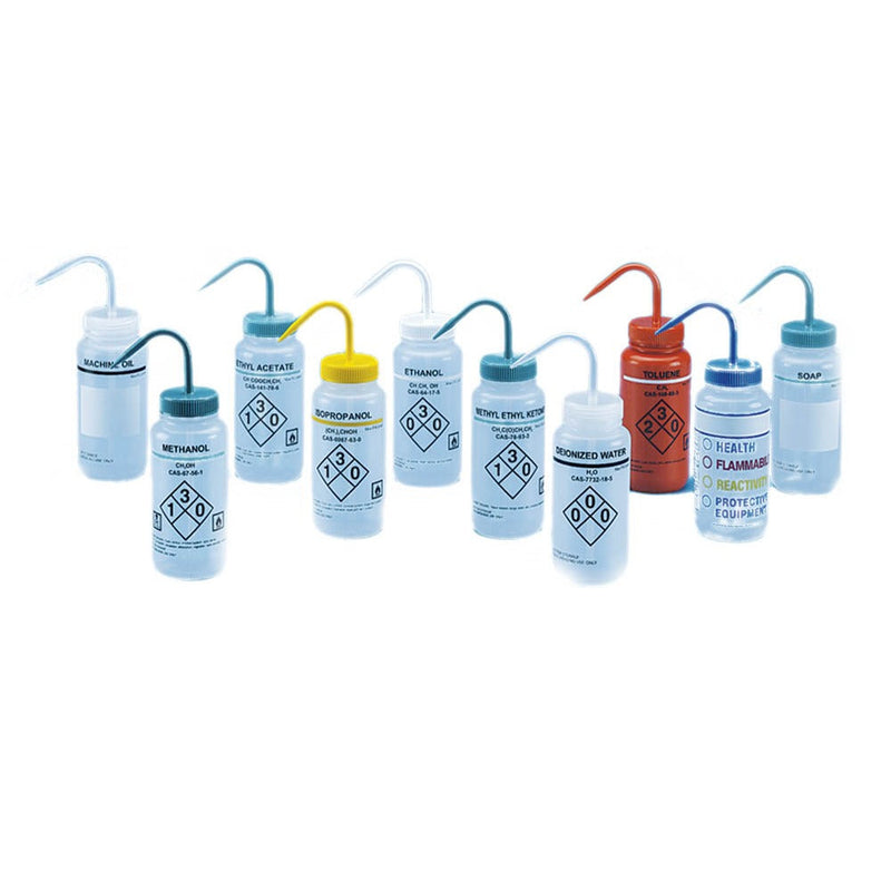 500mL Safety Labelled Wash Bottle Wide Mouth (Water)