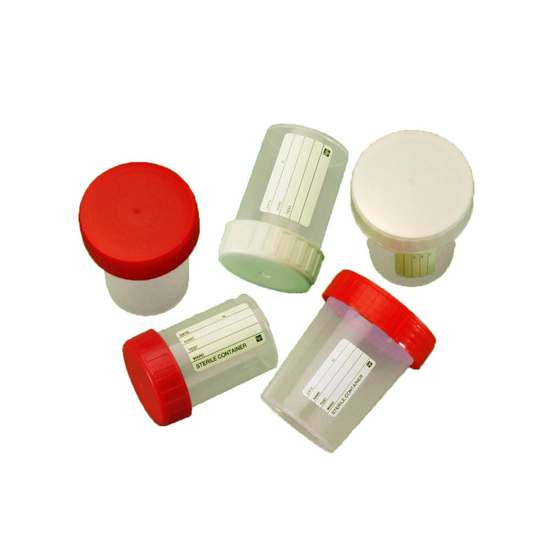 120mL Container, PP, Non-sterile, Red cap (No Label)